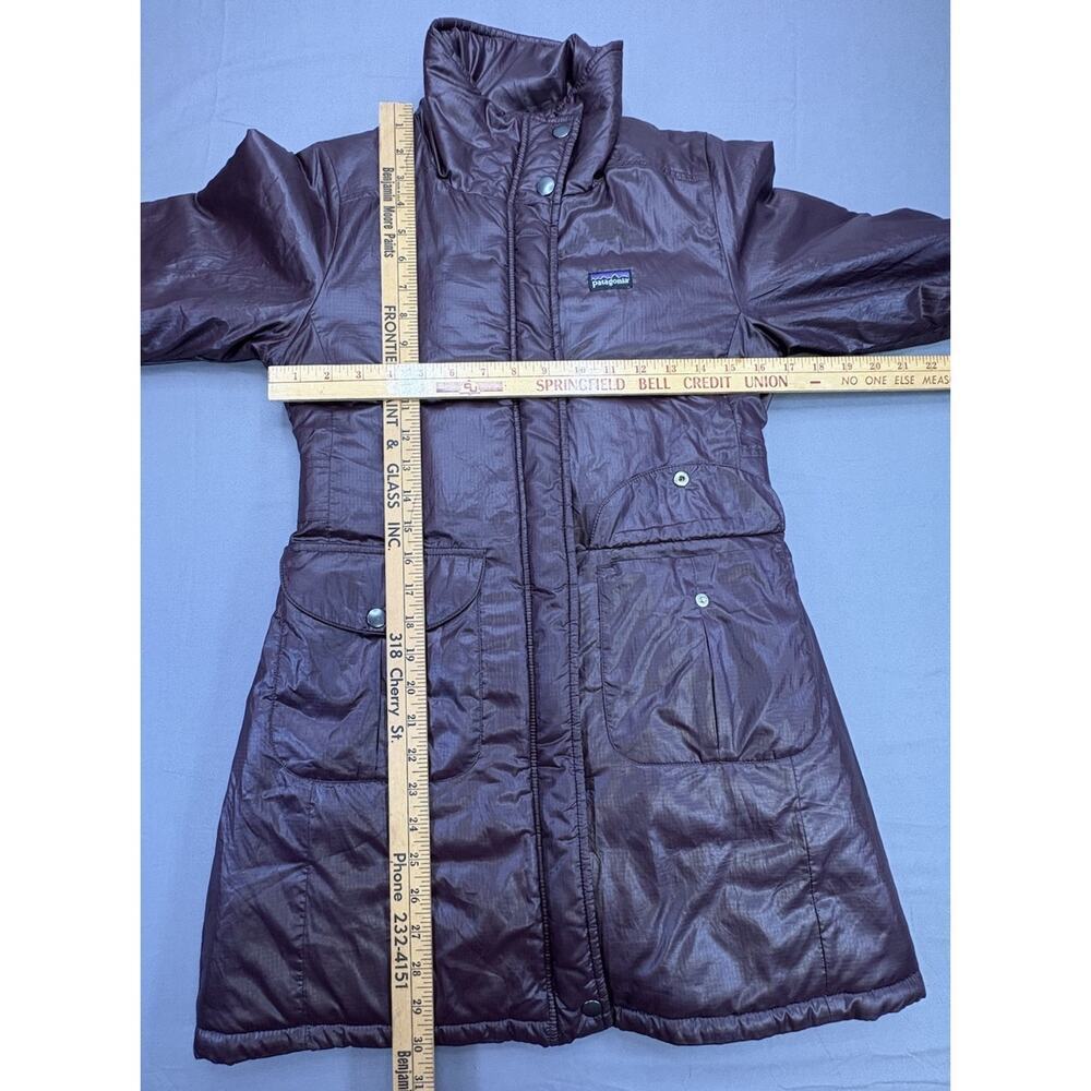 Patagonia Girls Medium 10 Insulated Long Coat Cocoa Parka Full Zip Pockets - Picture 5 of 14